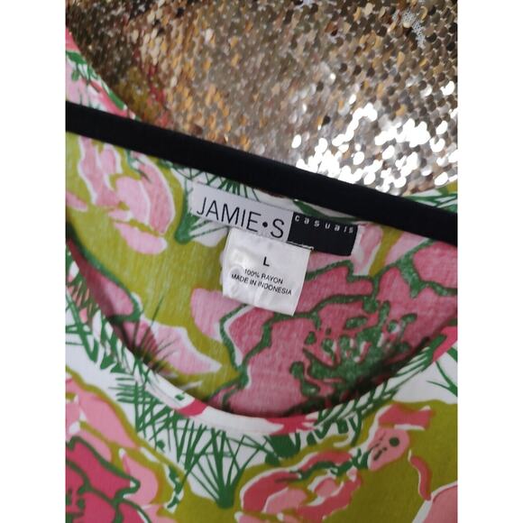 Vintage James.S Casuals Floral Dress Large Vacation and Tropical - Picture 5 of 16